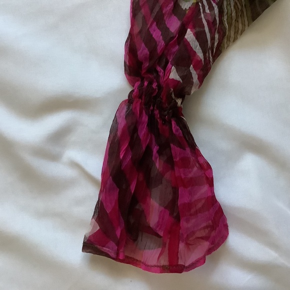 Kay Celine Multicolored Sheer Tunic with Beaded Neckline, NWT, Size S - Picture 8 of 16